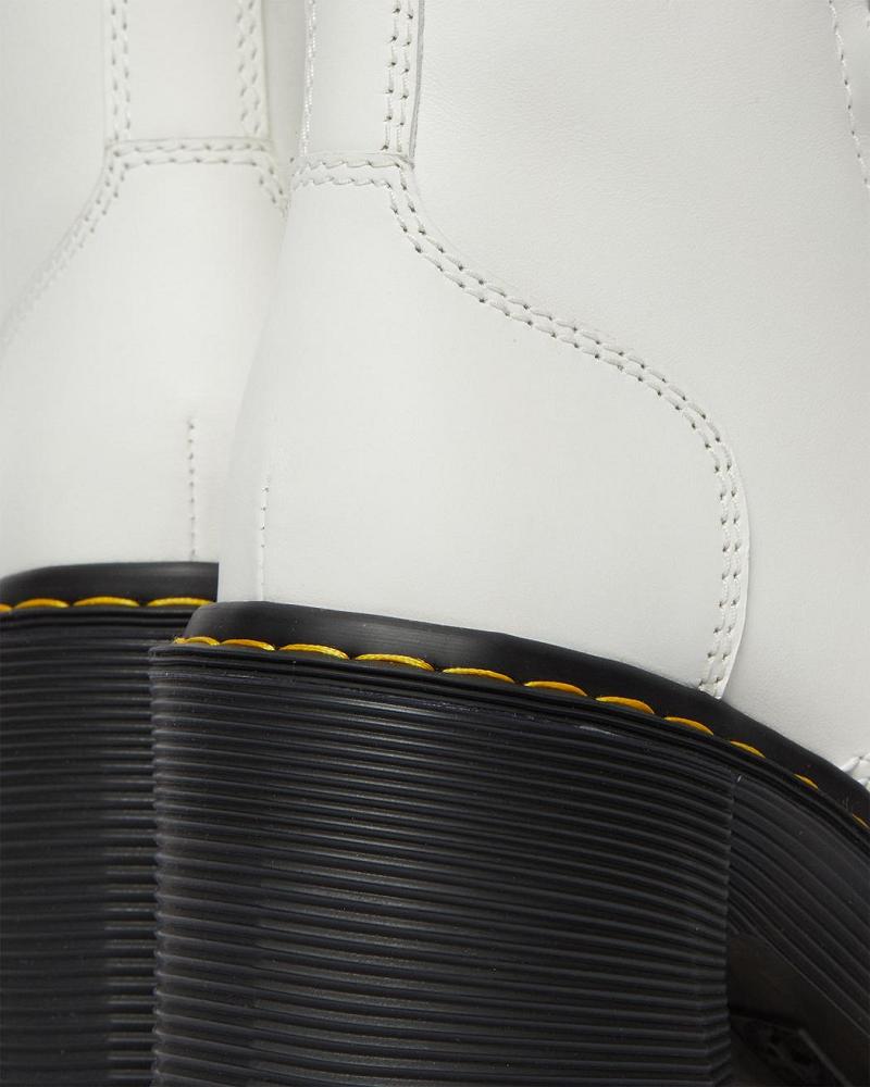 Dr Martens Chesney Lær Flared Heel Støvler Med Hæl Dame Hvite | Norge 633RVD